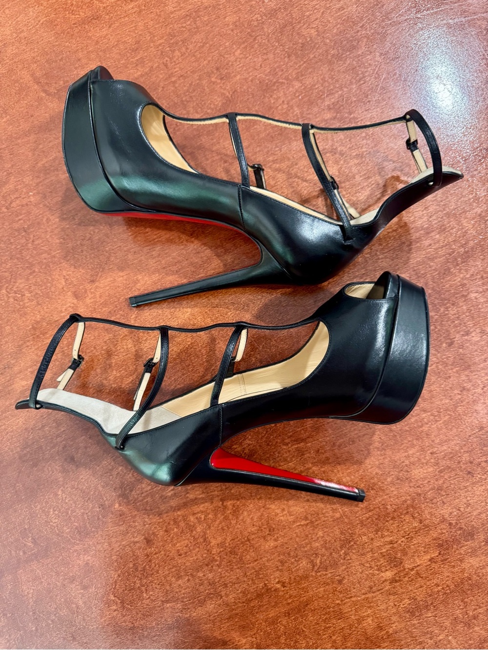 Christian Louboutin Strappy “Mary Jane” inspired Peep Toe Platform Stilettos